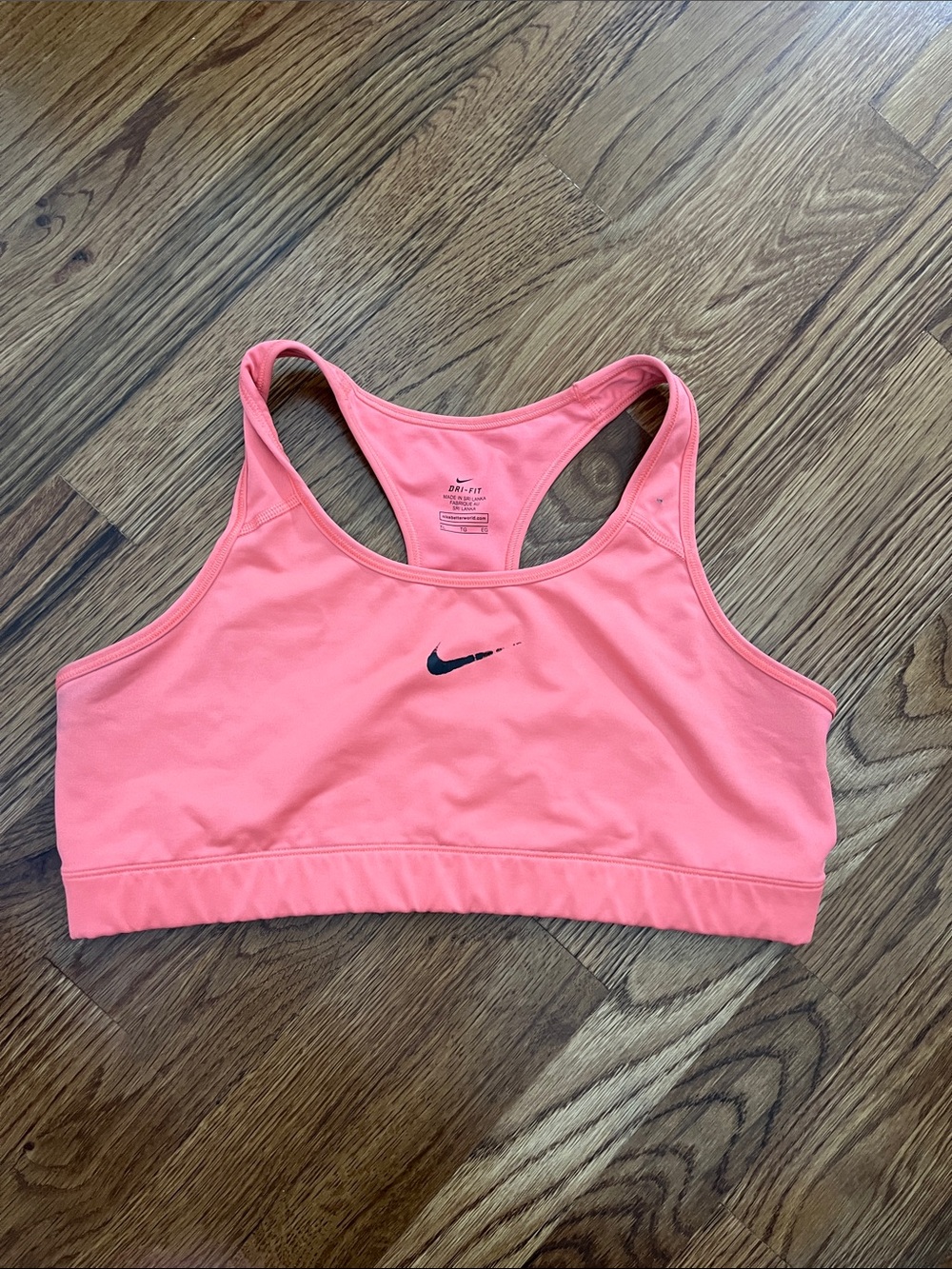 Nike Coral Pink Racerback Athletic Sports Bra with Swoosh